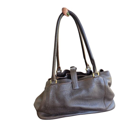 Loro Piana Womens Brown Pebbled Leather Shoulder Bag With Double Strap & Inner Z - Picture 4 of 15